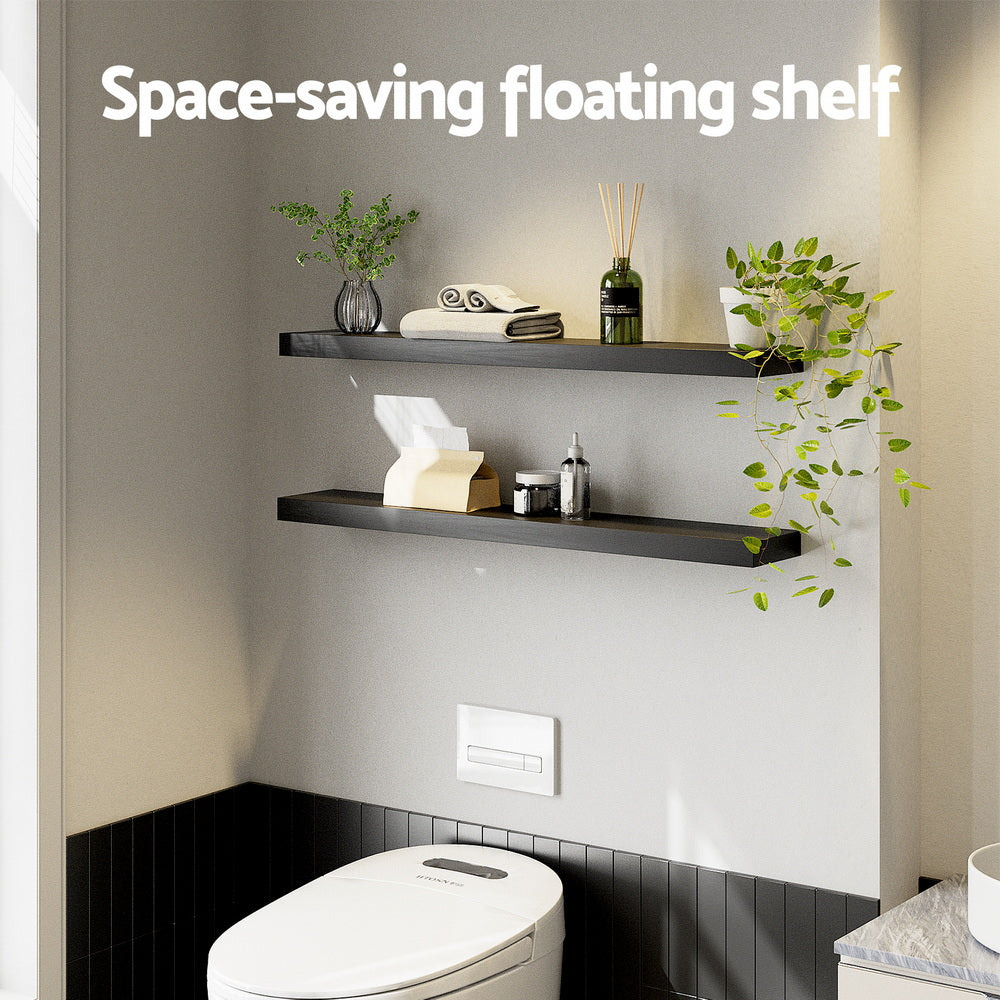 Floating Wall Shelves Set 2pc | 90cm | Black