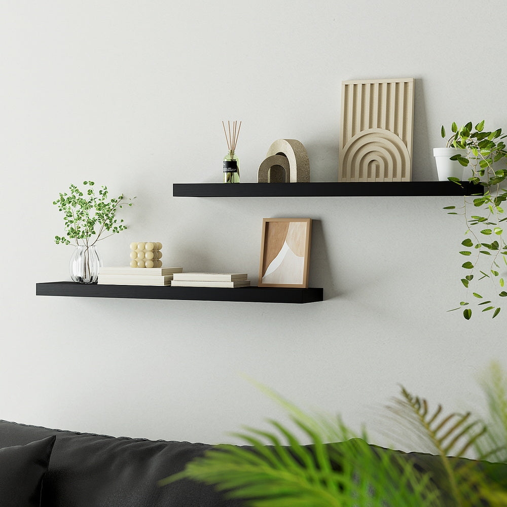 Floating Wall Shelves Set 2pc | 90cm | Black