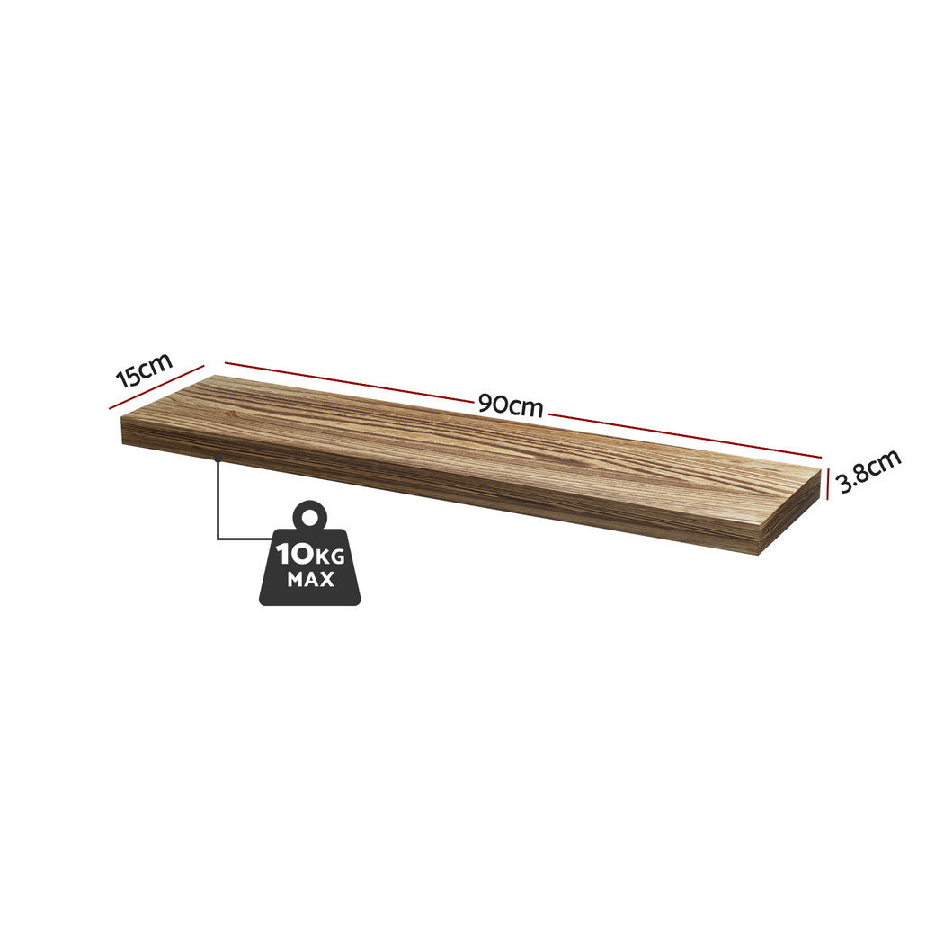 Floating Wall Shelves Set 2pc | 90cm | Wood Finish