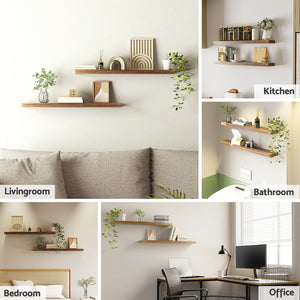 Floating Wall Shelves Set 2pc | 90cm | Wood Finish