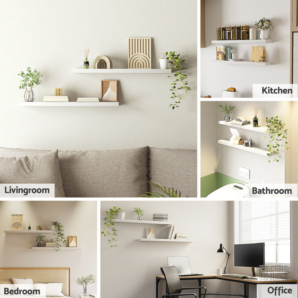 Floating Wall Shelves Set 2pc | 90cm | White