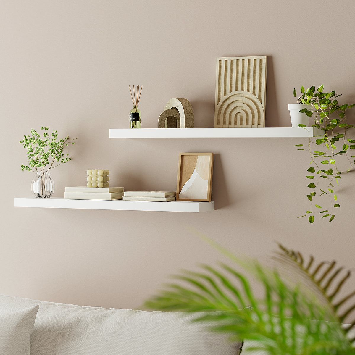 Floating Wall Shelves Set 2pc | 90cm | White