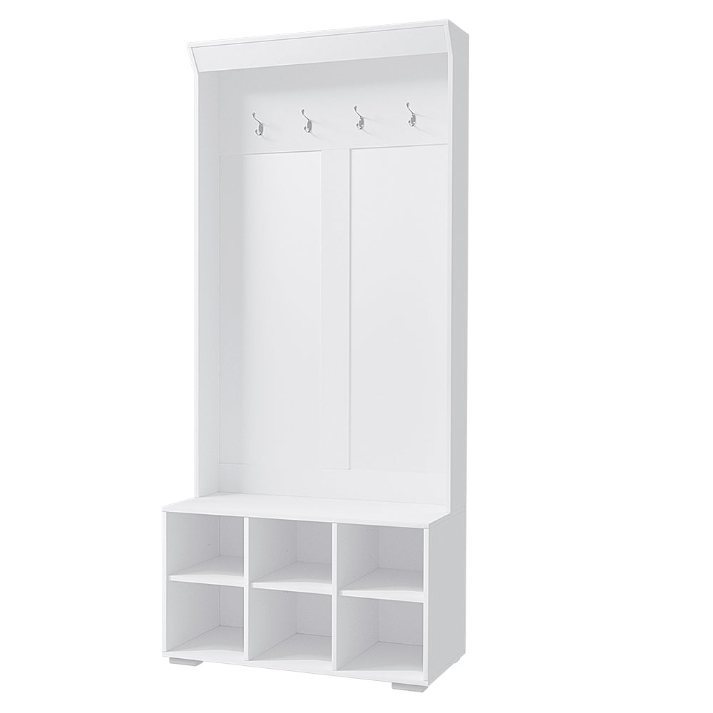 Shoe Rack Cabinet | Hall Tree | Coat Rack | 180CM | White