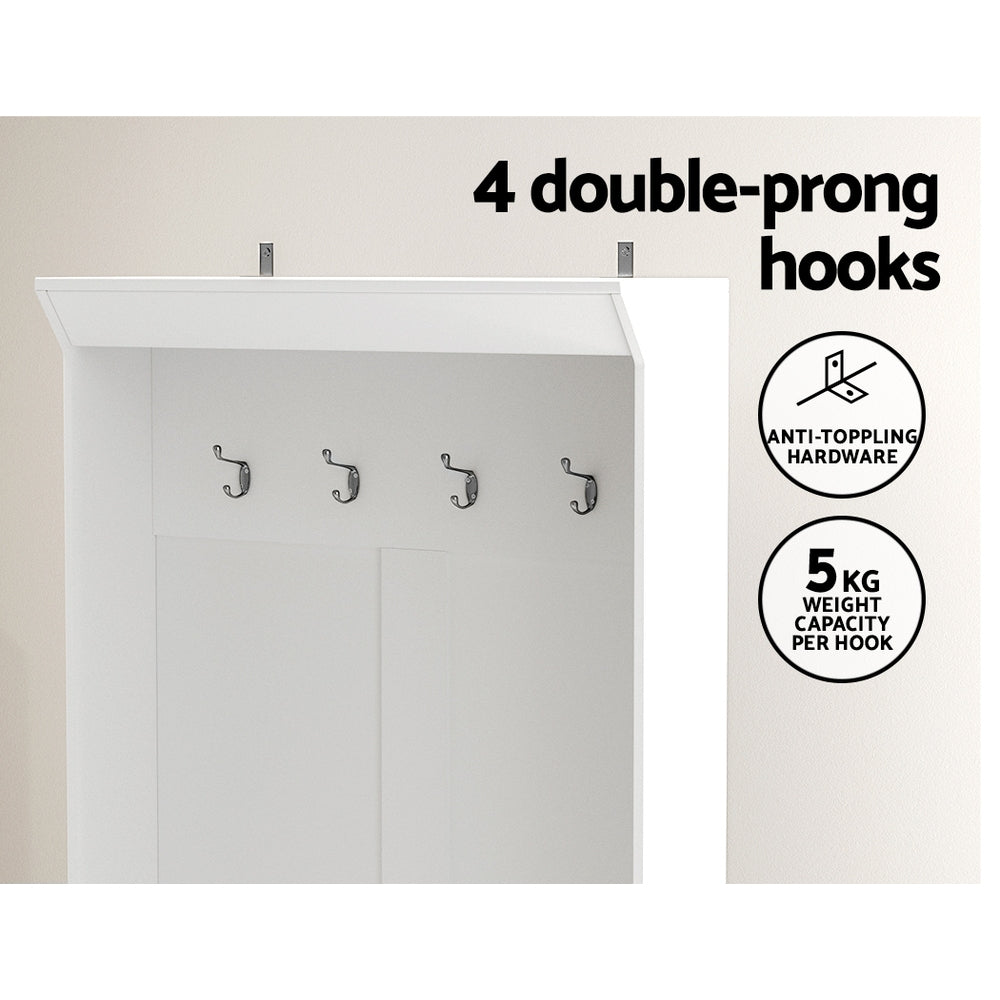 Shoe Rack Cabinet | Hall Tree | Coat Rack | 180CM | White