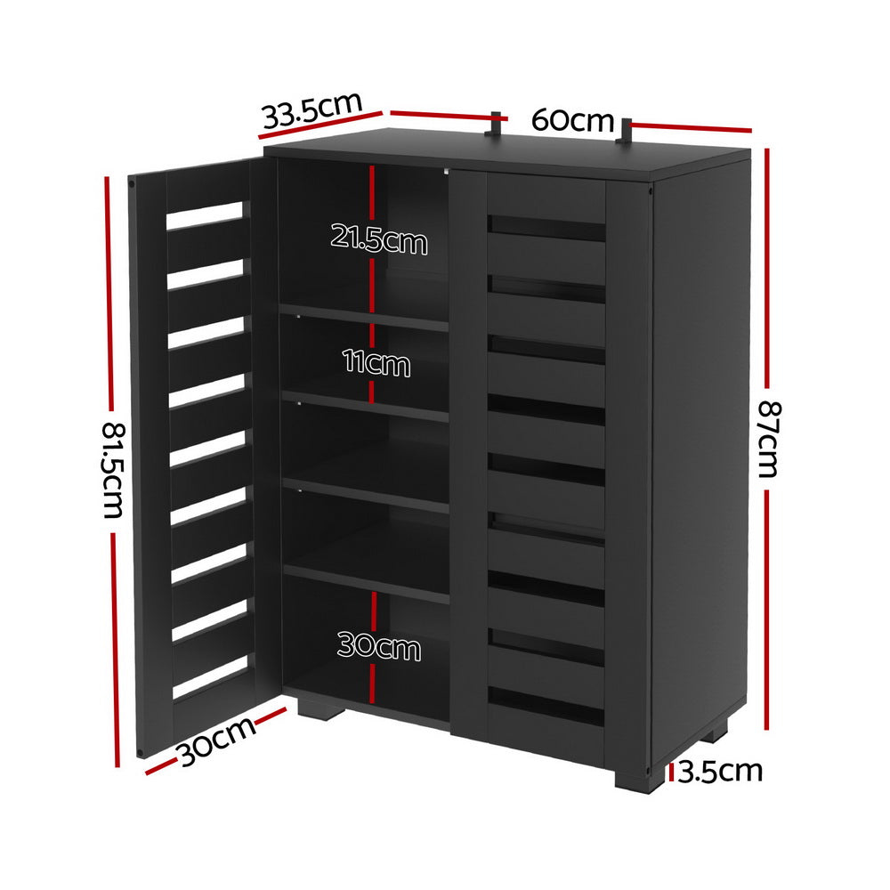 Artiss Shoe Rack Cabinet | Storage | 20 Pairs | 5-Tier | Black Alster