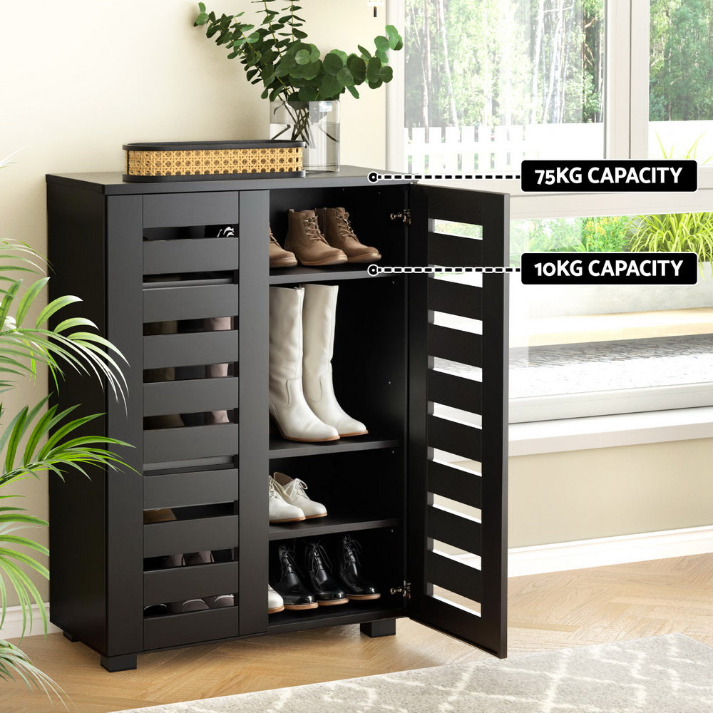 Artiss Shoe Rack Cabinet | Storage | 20 Pairs | 5-Tier | Black Alster