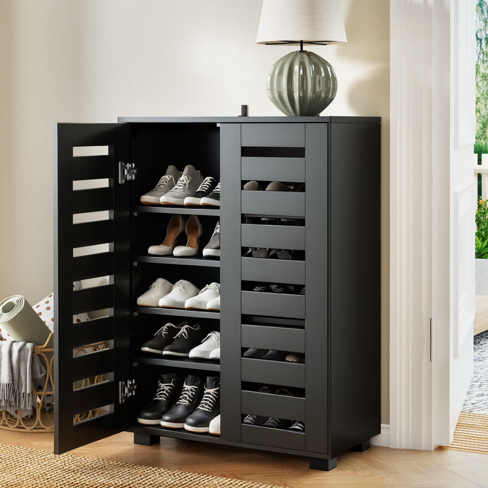 Artiss Shoe Rack Cabinet | Storage | 20 Pairs | 5-Tier | Black Alster