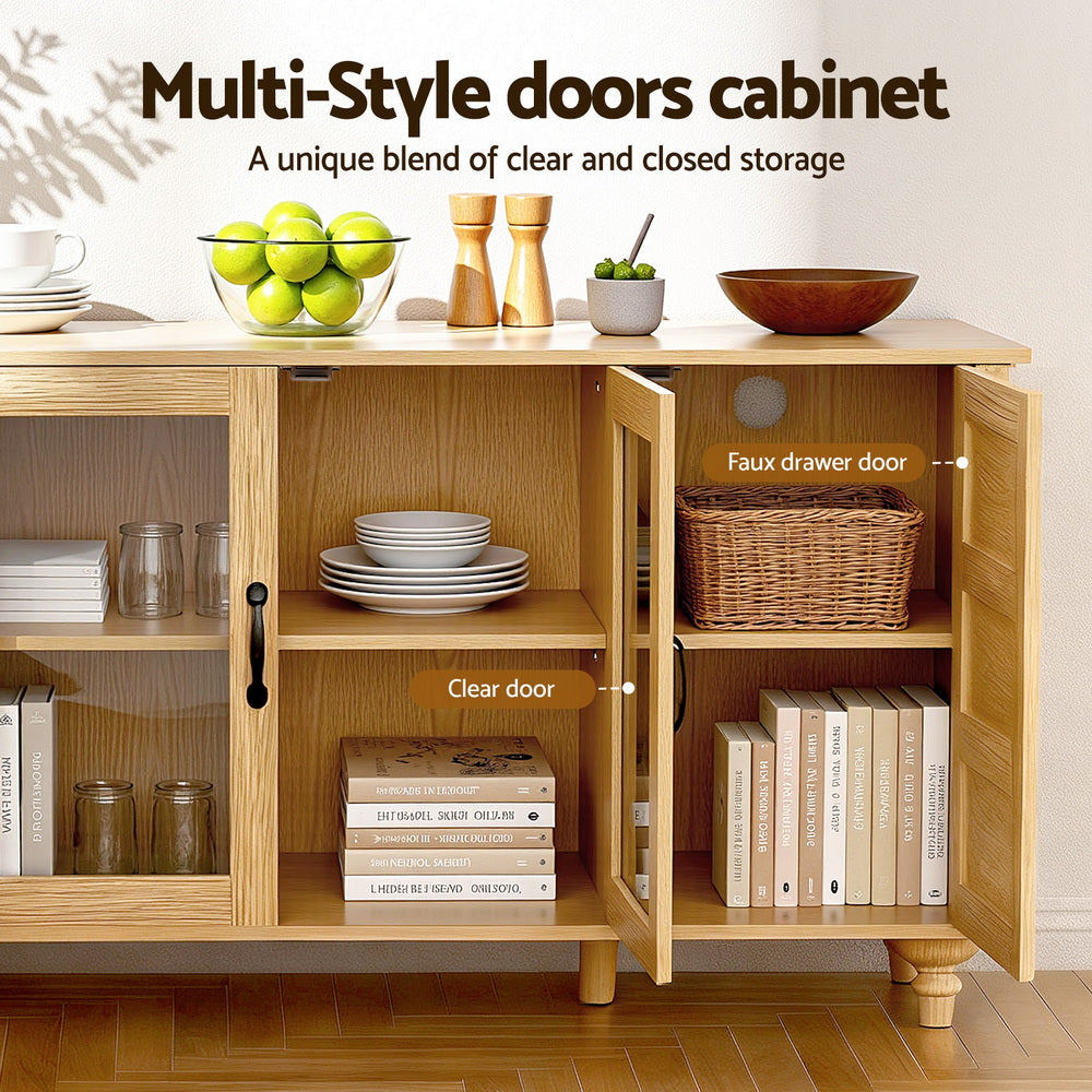 Sideboard Storage Cabinet | 150cm | Faux Drawer Detail | Pine
