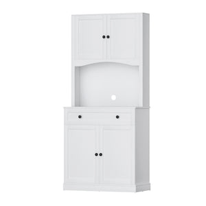 Buffet Sideboard Cabinet | Cupboard Pantry Storage | Shelves Hutch | White