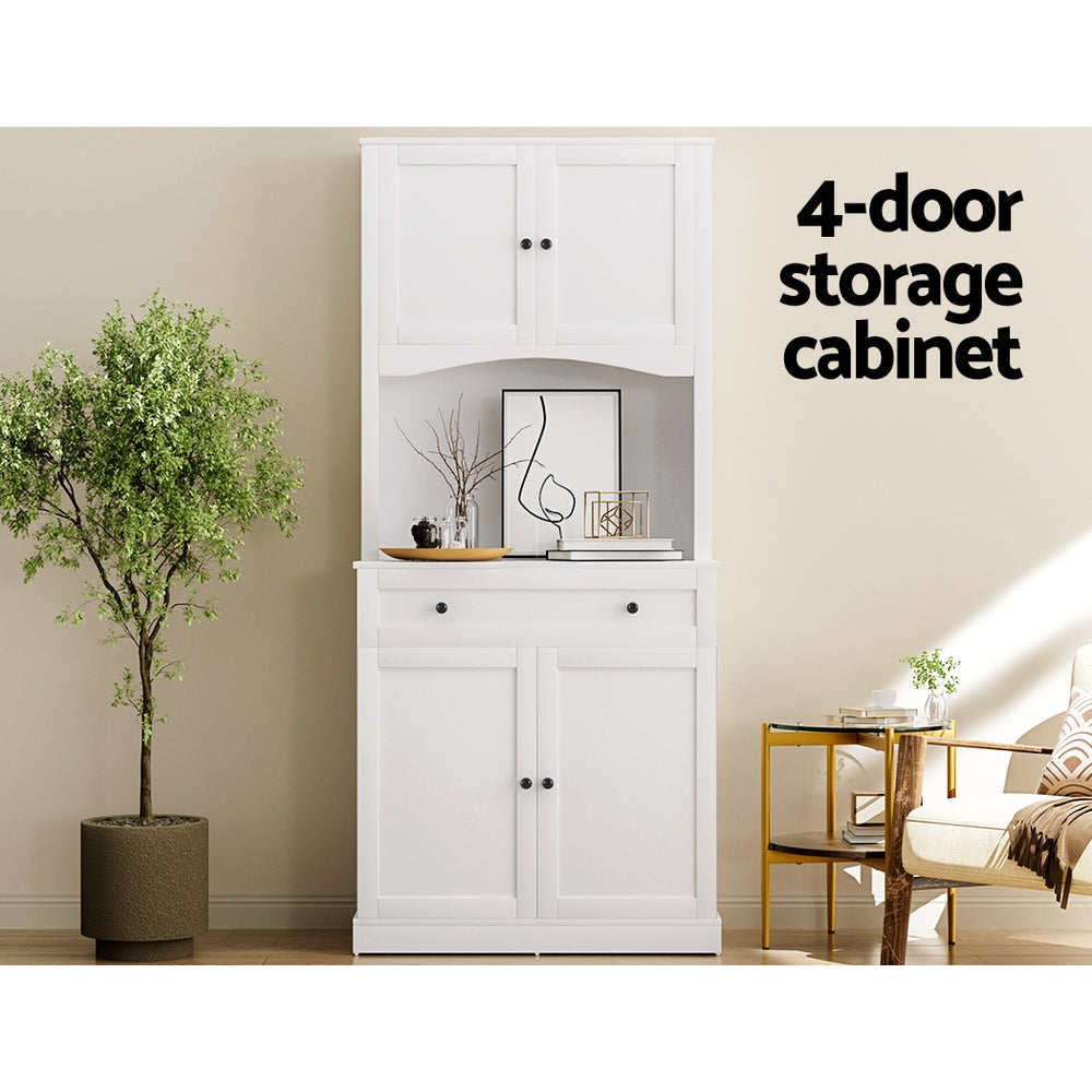 Buffet Sideboard Cabinet | Cupboard Pantry Storage | Shelves Hutch | White
