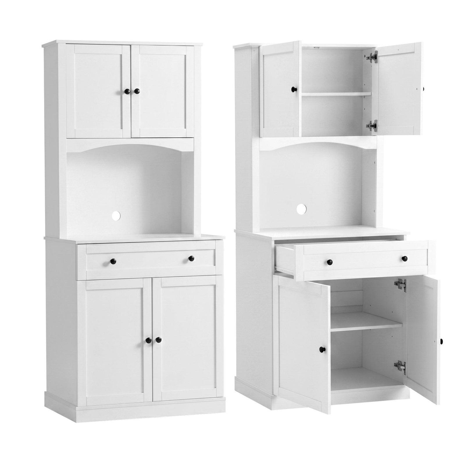Buffet Hutch Pantry Cabinets | 2 Pack | Kitchen Storage | White