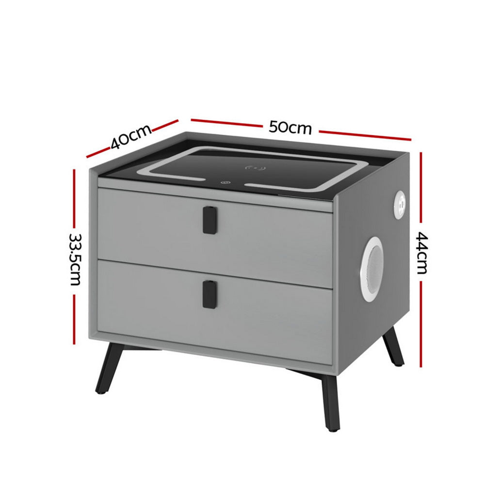 Smart Bedside Table | Wireless Charging | AIKA | Grey