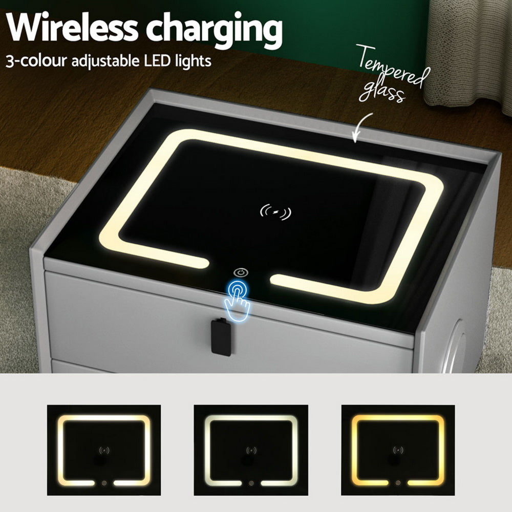 Smart Bedside Table | Wireless Charging | AIKA | Grey