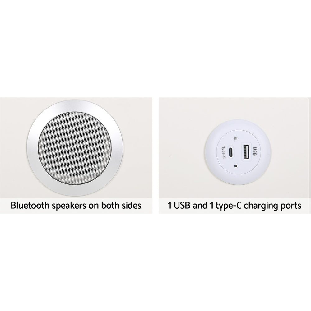 Smart Bedside Table | 2 Drawers | Wireless Charging Ports | LED White | AIKA