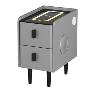 Smart Bedside Table | 2 Drawers | Wireless Charging Ports | LED Grey | AIDA