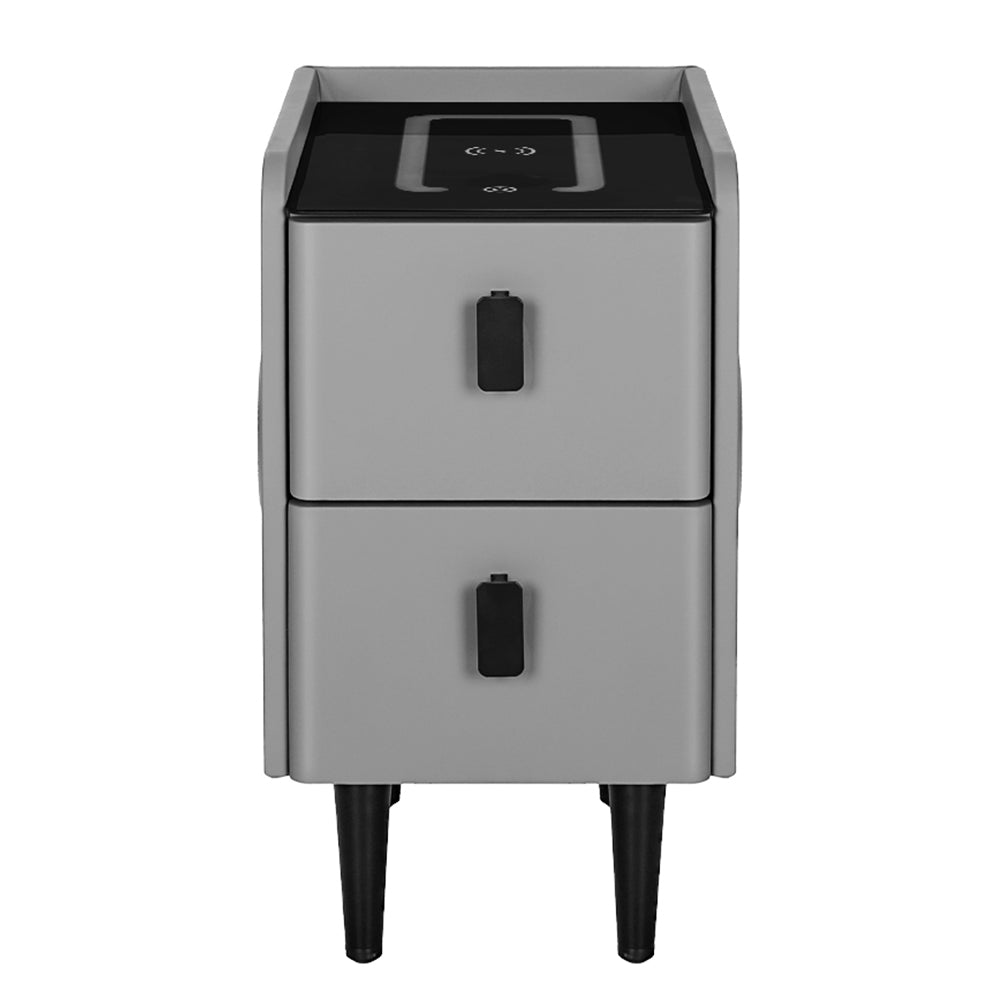 Smart Bedside Table | 2 Drawers | Wireless Charging Ports | LED Grey | AIDA