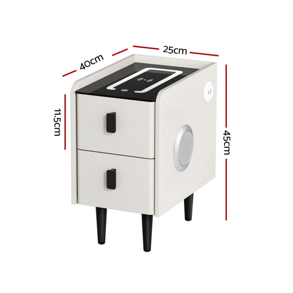 Smart Bedside Table | Wireless Charging | AIDA | White