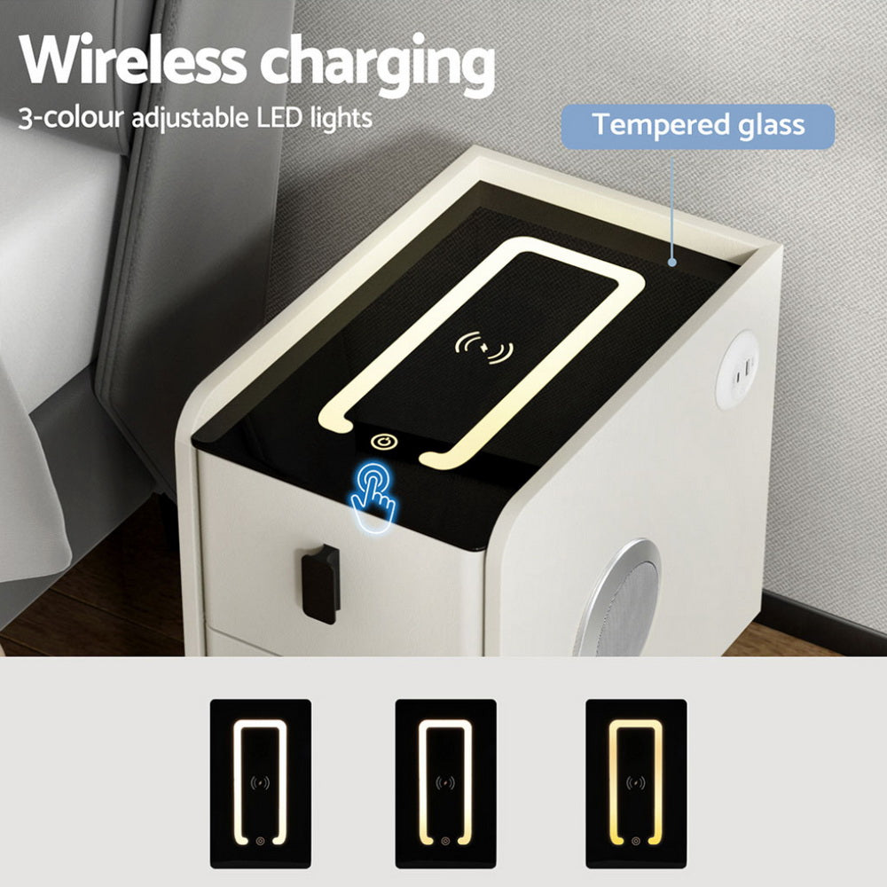 Smart Bedside Table | Wireless Charging | AIDA | White