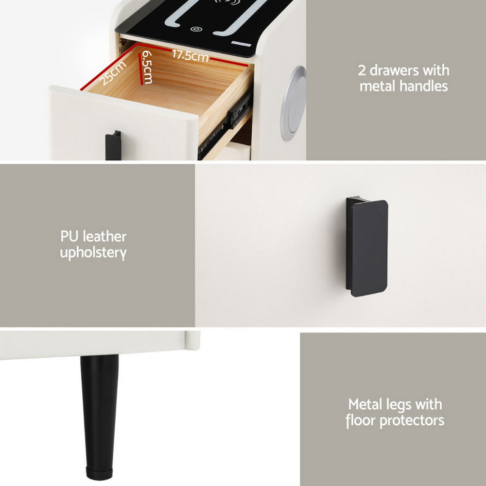 Smart Bedside Table | Wireless Charging | AIDA | White