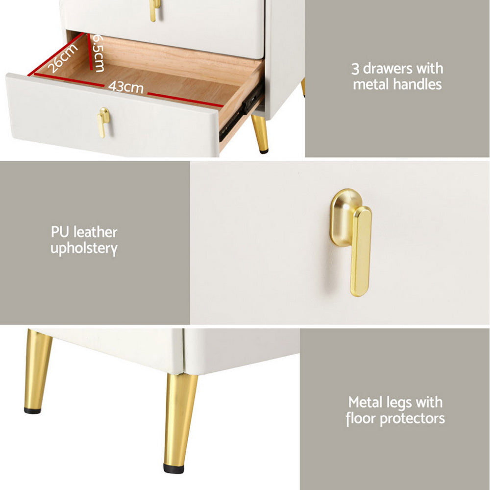 Bedside Table | Wireless Charging | ALMA | White