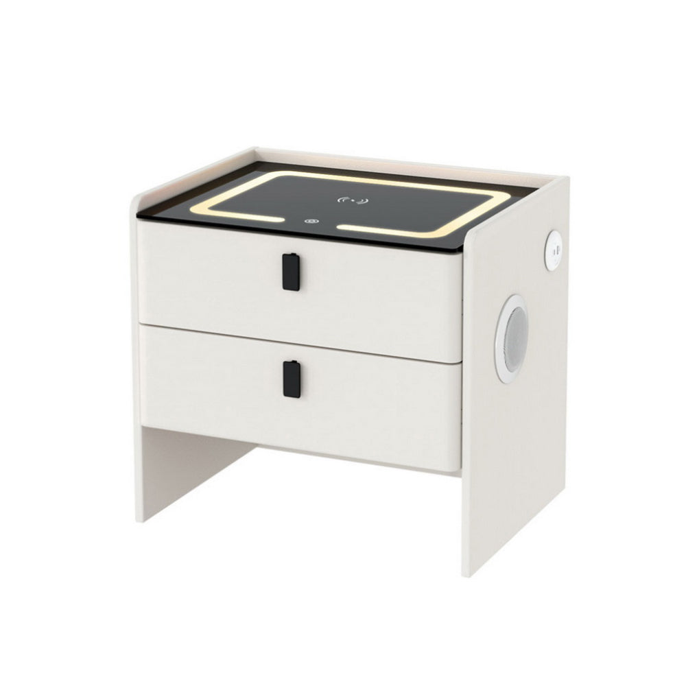 Smart Bedside Table | Wireless Charging | BESS | White