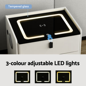 Smart Bedside Table | Wireless Charging | BESS | White