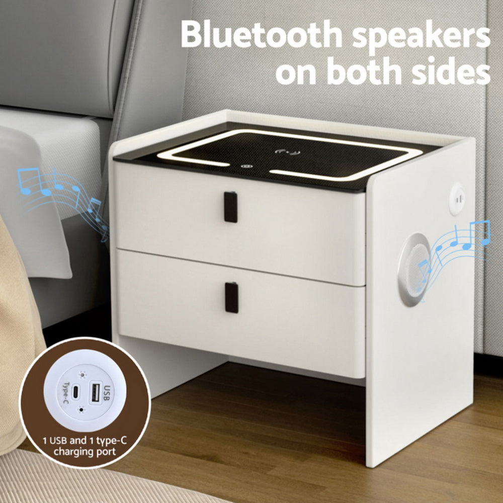 Smart Bedside Table | Wireless Charging | BESS | White