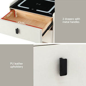 Smart Bedside Table | Wireless Charging | BESS | White