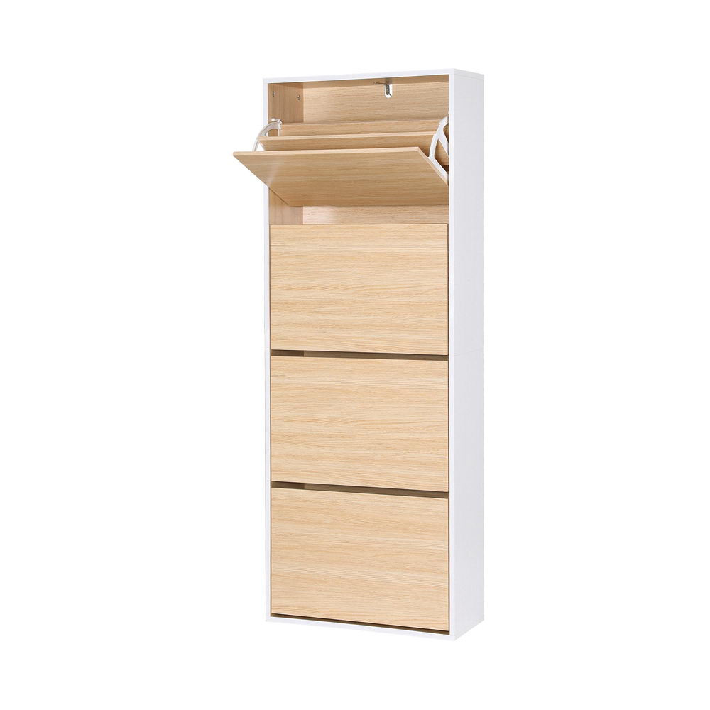 Shoe Rack Cabinet | 24 Pair Storage | Adjustable Shelves | Pine Finish