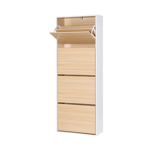 Shoe Rack Cabinet | 24 Pair Storage | Adjustable Shelves | Pine Finish
