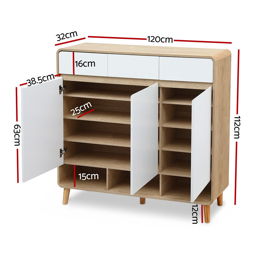 Shoe Storage Cabinet | Up To 25 Pairs | Pine & White Finish