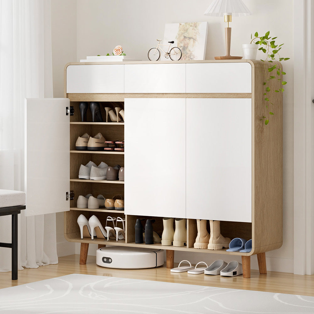 Shoe Storage Cabinet | Up To 25 Pairs | Pine & White Finish