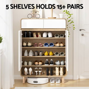 Shoe Cabinet | Holds Up To 20 Pairs | Storage Cupboard | Pine & White