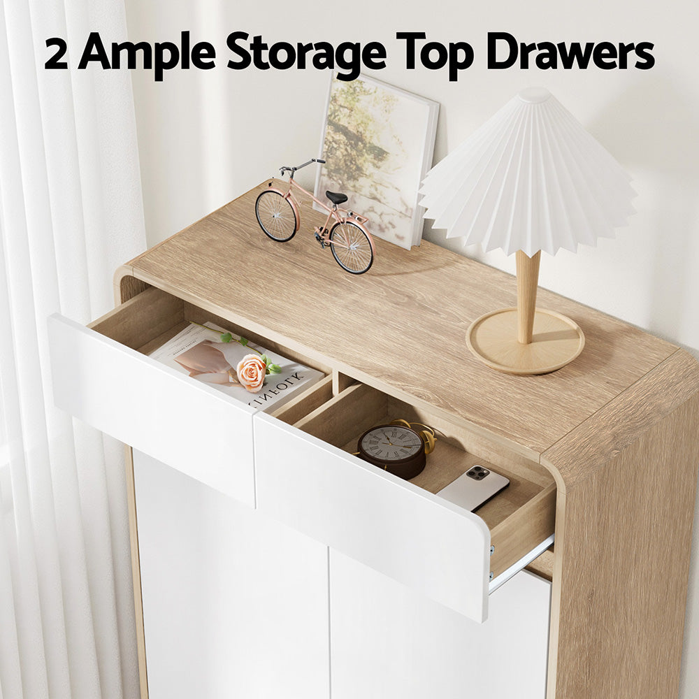 Shoe Cabinet | Holds Up To 20 Pairs | Storage Cupboard | Pine & White