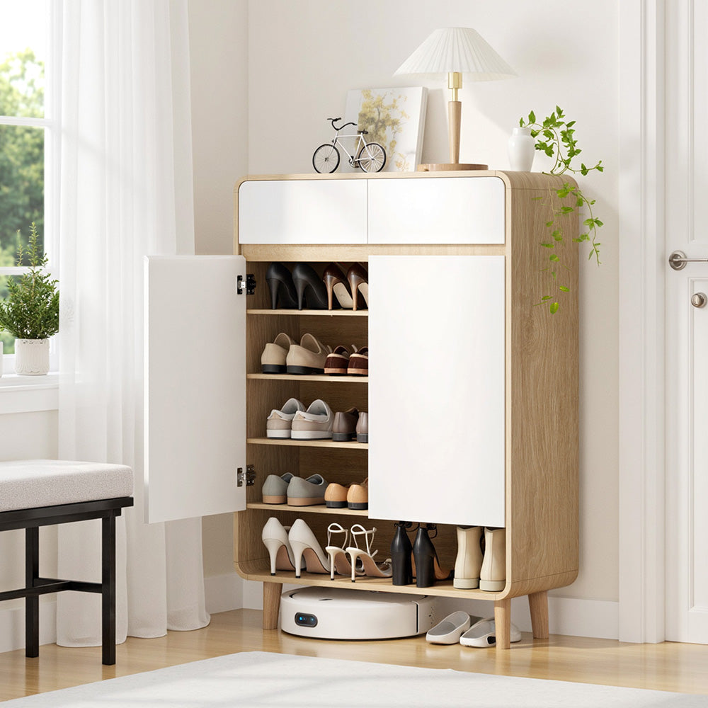Shoe Cabinet | Holds Up To 20 Pairs | Storage Cupboard | Pine & White