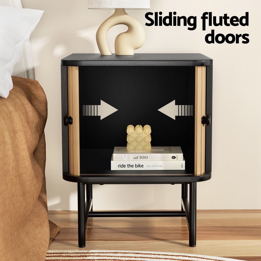 Bedside Table | BORIS | Sliding Doors | Modern Bedroom Storage
