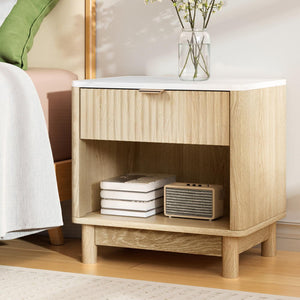 Bedside Table | Nightstand with Drawer & Shelves | Pine Finish