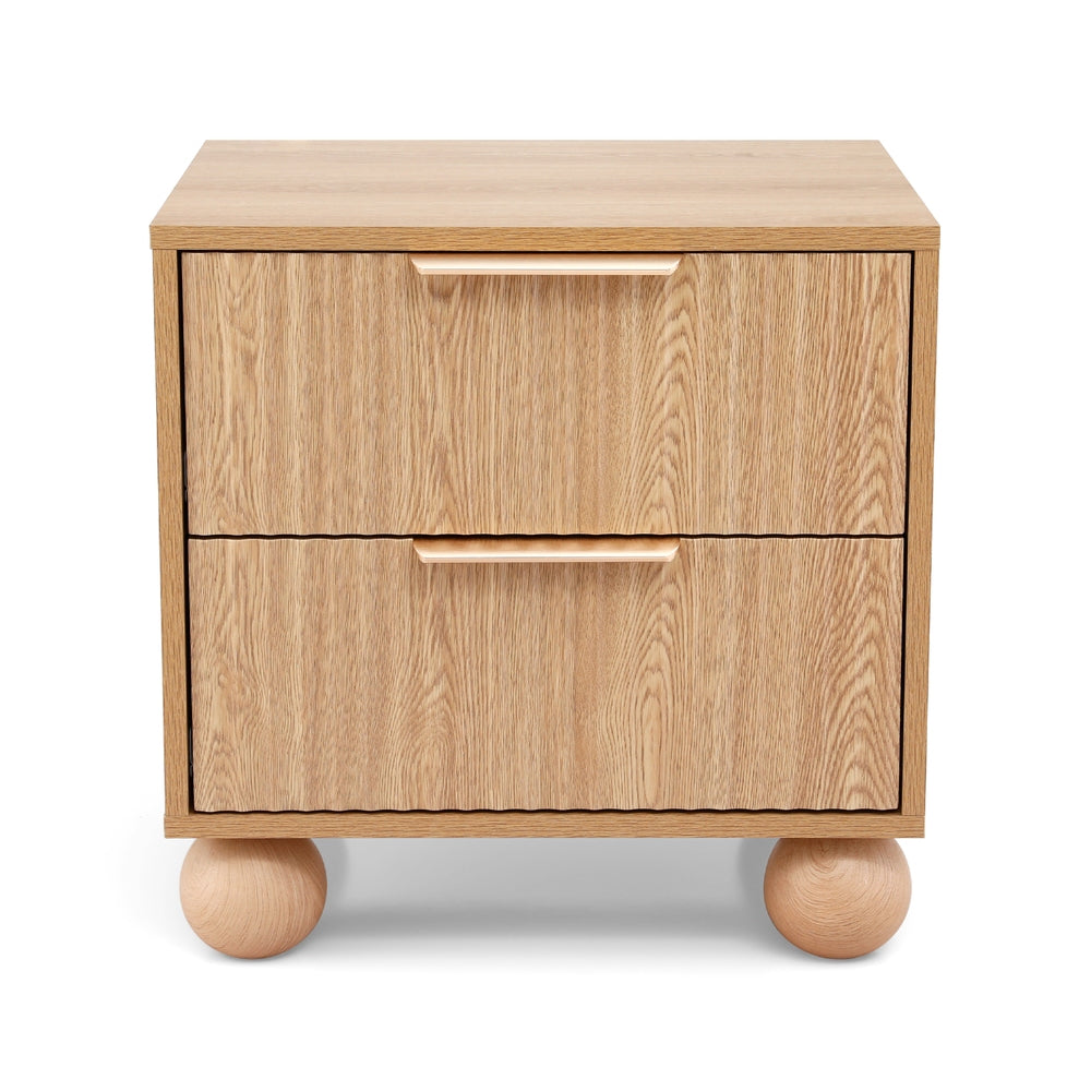 Rattan Bedside Table | 2 Drawers | Pine Finish