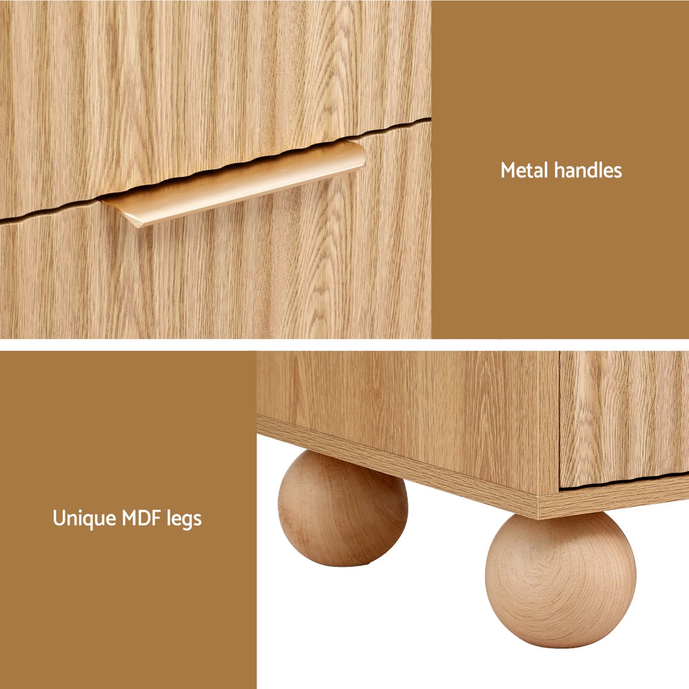 Rattan Bedside Table | 2 Drawers | Pine Finish