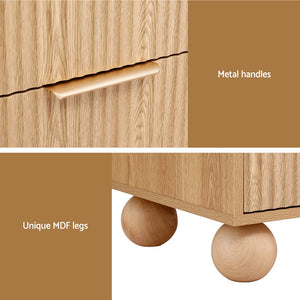 Rattan Bedside Table | 2 Drawers | Pine Finish