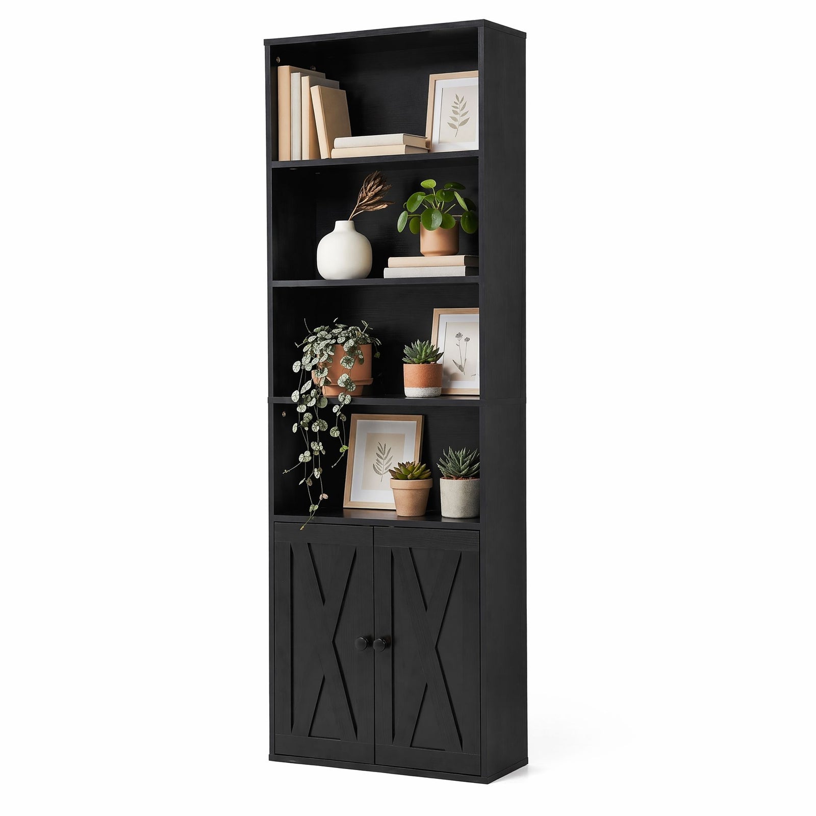Bookshelf Display Cabinet | 6-Tier Storage Unit | Black
