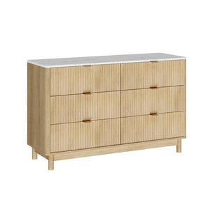 Chest of Drawers | 6-Drawer Dresser | Pine Wood Finish