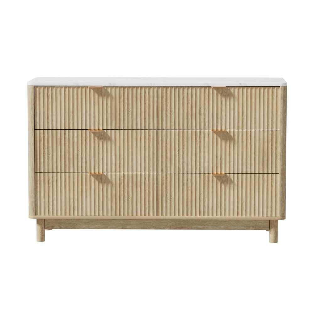 Chest of Drawers | 6-Drawer Dresser | Pine Wood Finish