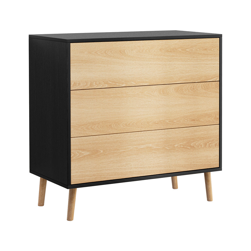 Chest of Drawers | 3 Drawer Dresser | Black & Pine