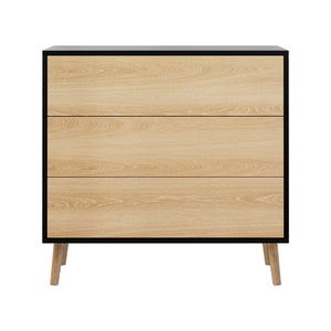 Chest of Drawers | 3 Drawer Dresser | Black & Pine