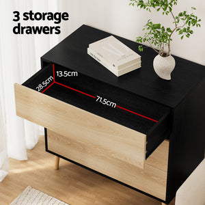 Chest of Drawers | 3 Drawer Dresser | Black & Pine