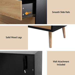 Chest of Drawers | 3 Drawer Dresser | Black & Pine