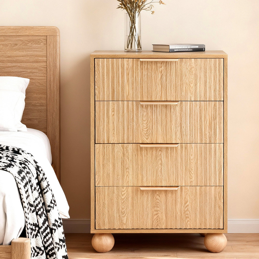 Tallboy Chest of Drawers | 4 Drawer Dresser | Pine Finish