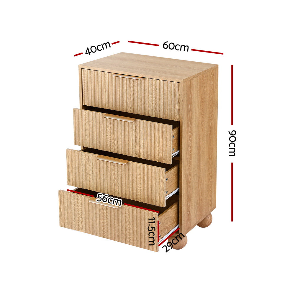 Tallboy Chest of Drawers | 4 Drawer Dresser | Pine Finish