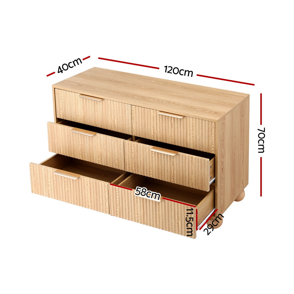 Tallboy Chest of Drawers | 6 Drawer | Pine Finish (Style 1)